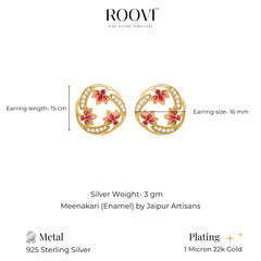 Lotus Bloom 925 Silver Stud Earrings in 22kt Gold Plated