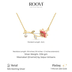 Lotus Blush 925 Silver Necklace with Meenakari