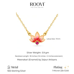 Lotus Aura 925 Silver Necklace with Meenakari Work