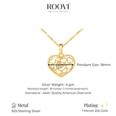 Heart In Heart 925 Silver Necklace with 22kt Gold Plating