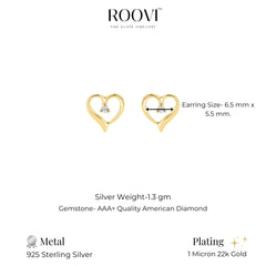 Roovi Simple Heart Studs in 925 Silver