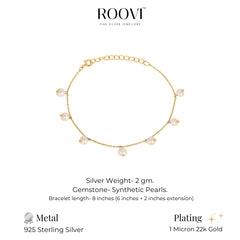 Roovi Dangling Pearl 925 Silver Bracelet