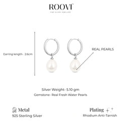 Roovi 2 in 1 Real Pearl Hoops in 925 Silver