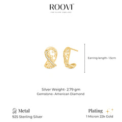 Roovi Classy Florets Huggie in 925 Silver with  22kt Gold Plating