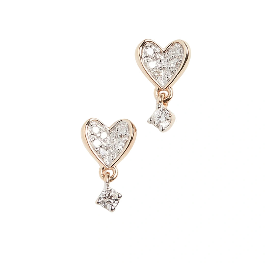 Sweet Heart 925 Silver Drop Earrings with 22kt Gold Plating