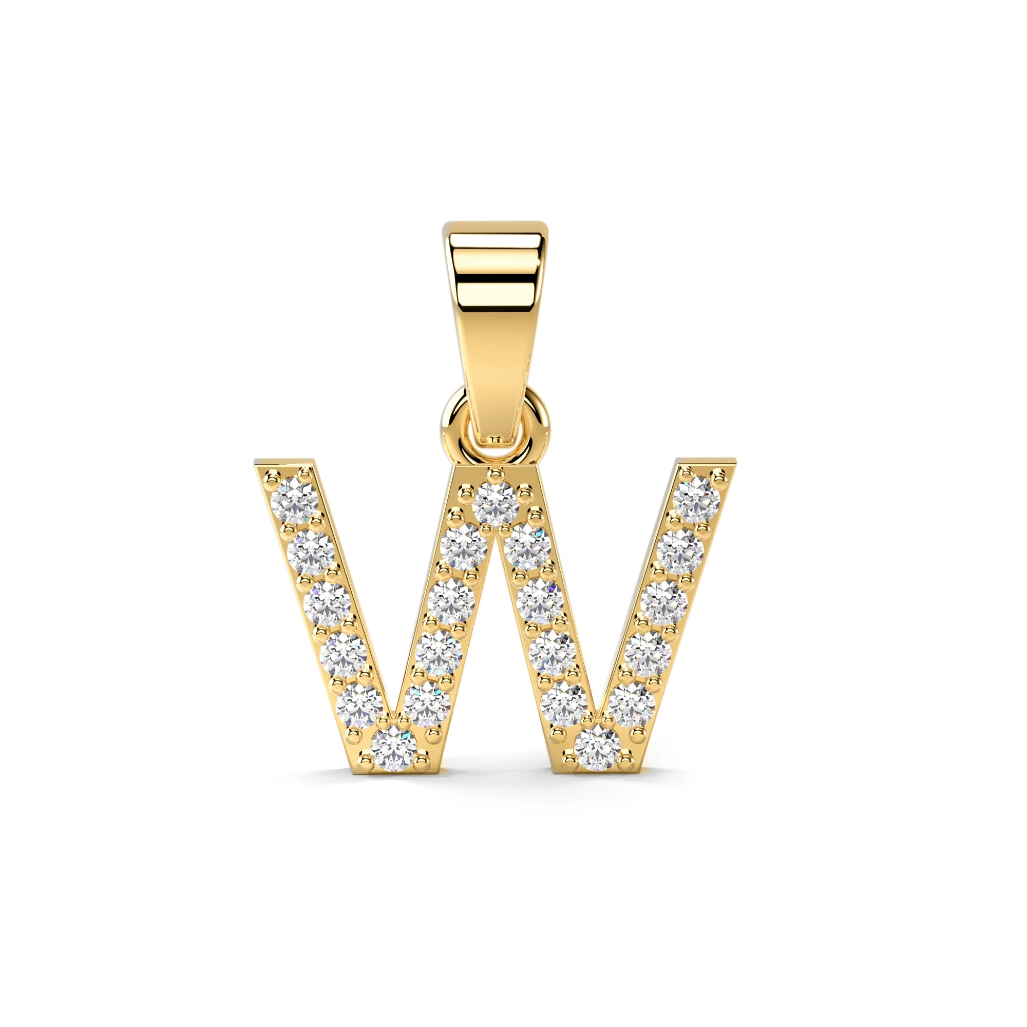 W Diamond Pendant in 18kt Gold Vermeil