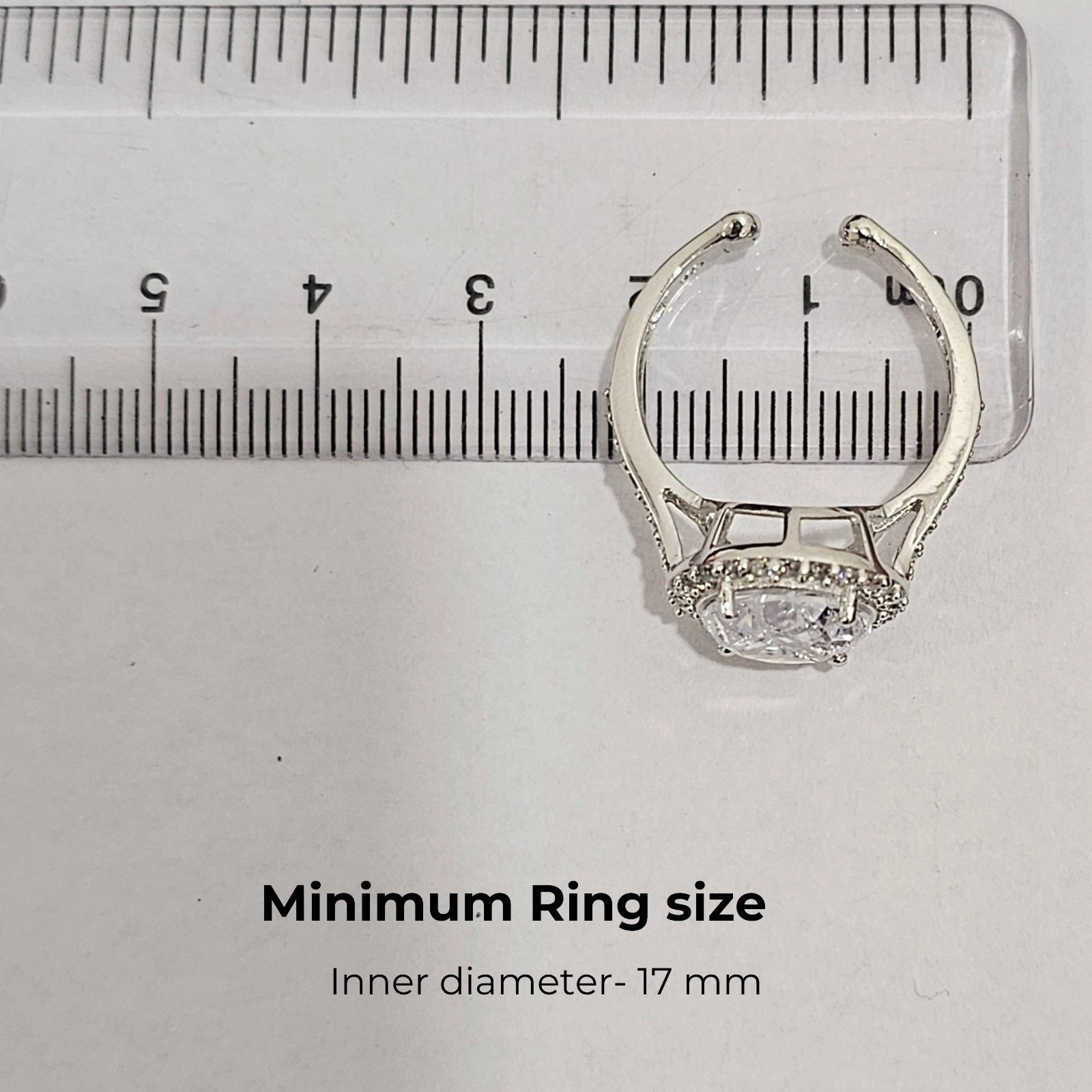 Roovi 925 Silver Big Proposal Diamond Party Ring I American Diamond Ri