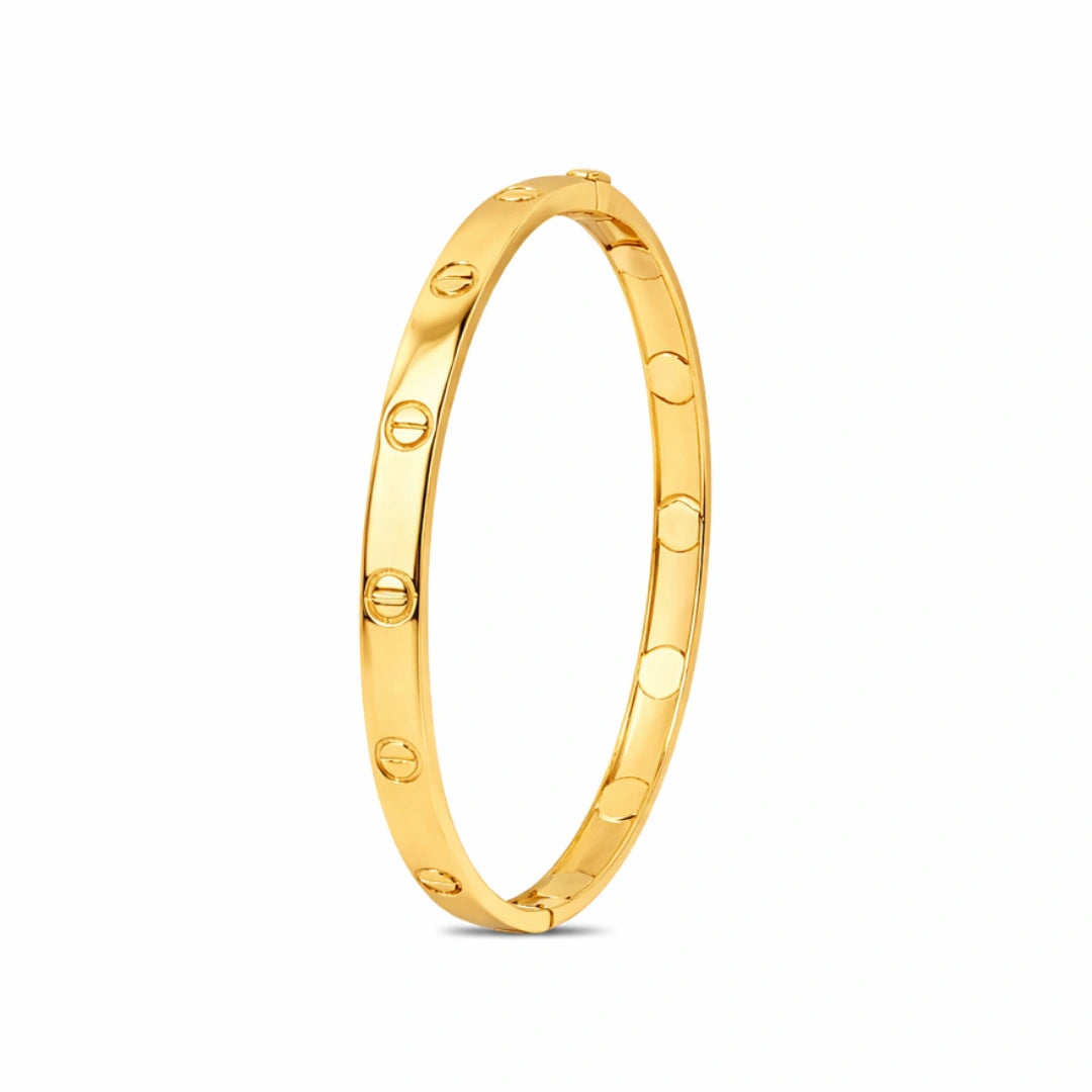 Roovi 925 Pure Sterling Silver Simple Bangle in 925 Silver with 22kt Gold Plating -1 pc
