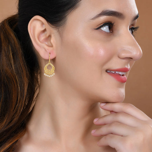 Roovi Gulnaz 925 Silver Jhumki Earrings with 22kt Gold Plating
