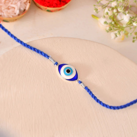 Roovi Real 925 Silver Evil Eye Nazar Rakhi for Brother