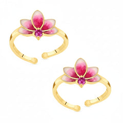 Laxmi's Grace Lotus Toe Rings in 925 Silver