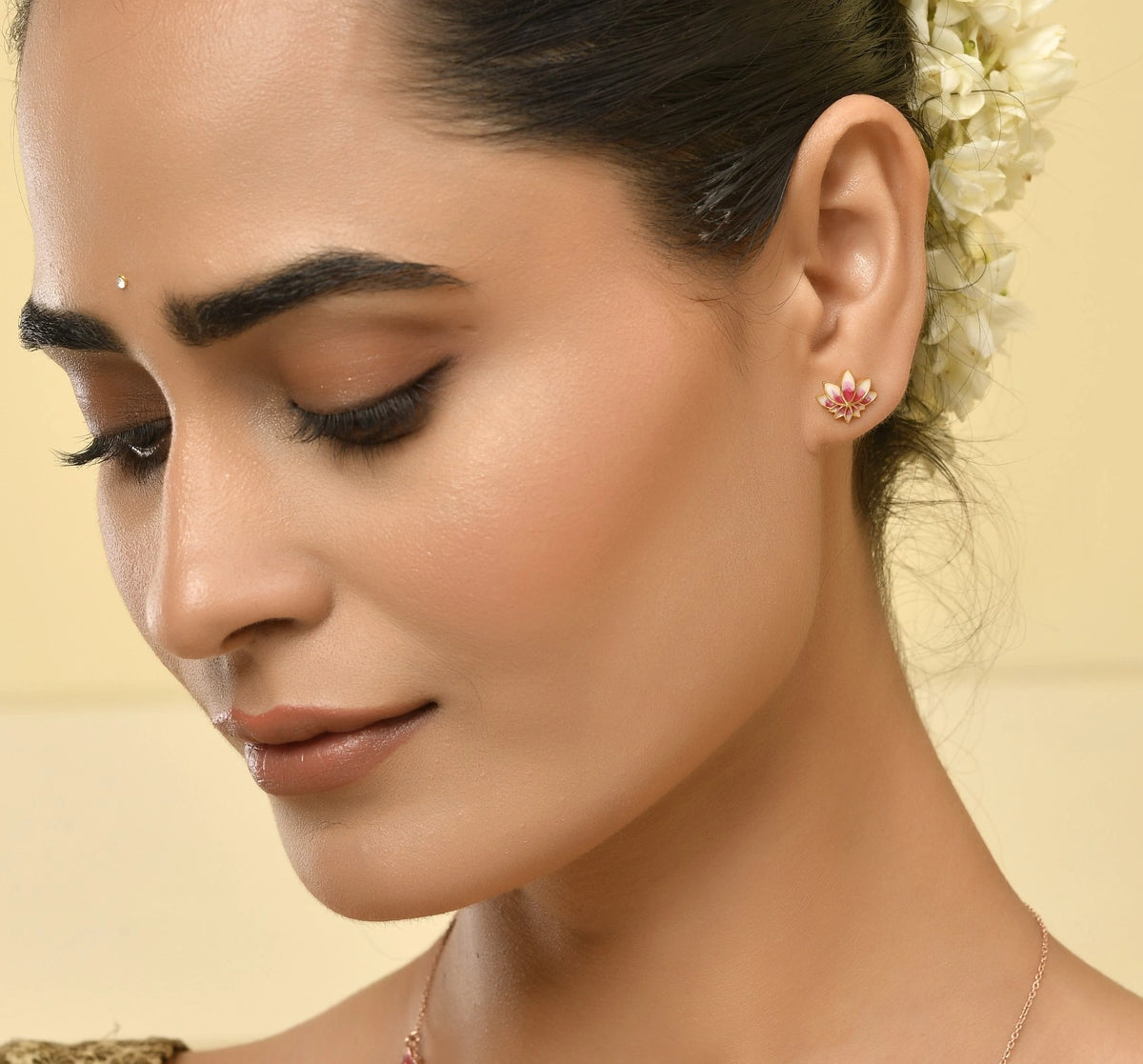 Padma Lotus Stud in 925 Silver with 22kt Gold Plating