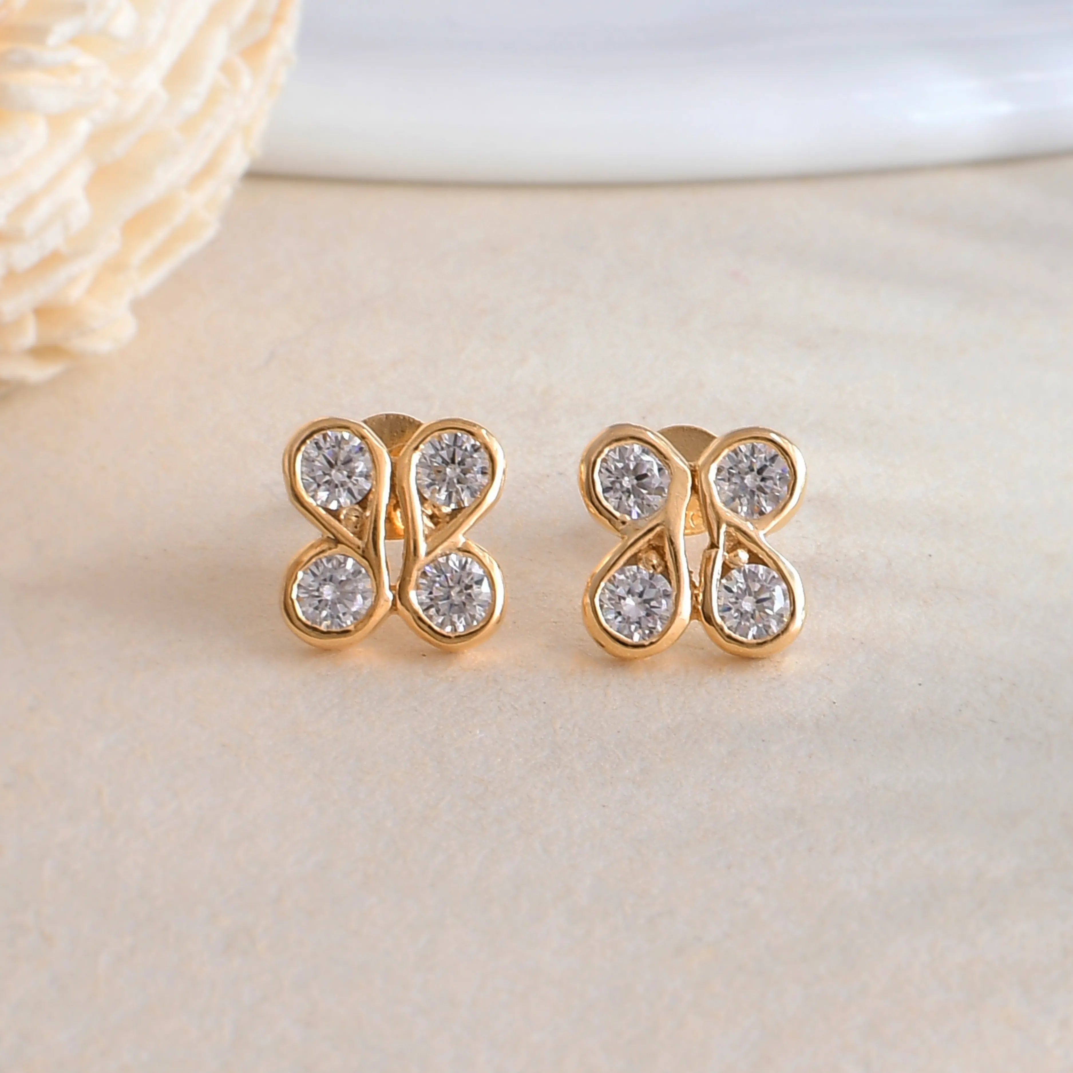 Buy Gold Plated Butterfly Zircon Studs in 925 Silver