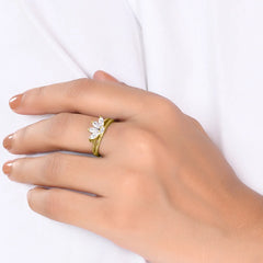 Gold Plated Lotus Ring in 925 Pure Silver for Sale