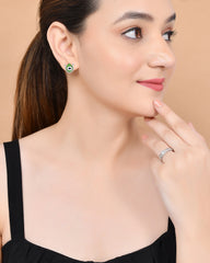 Roovi 925 Silver Morpankh Stud Earrings with Meenakari