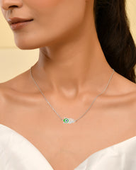 Roovi Morpankh Necklace in 925 Silver with Meenakari