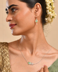 Roovi Morpankh Necklace in 925 Silver with Meenakari