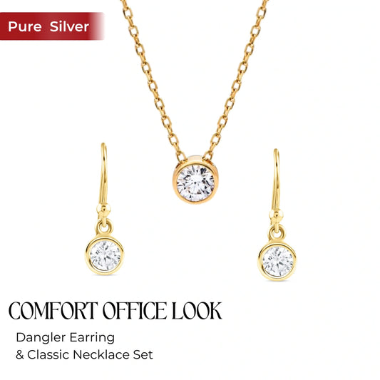 Roovi 925 Sterling Silver American Diamond Necklace & Dangler Set for Women | Lightweight Minimal