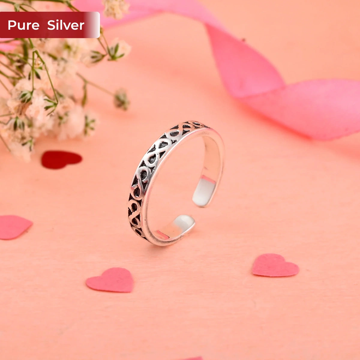 Roovi 925 Sterling Silver Oxidized Infinity Ring for Men | Minimal Lightweight Daily Wear Band