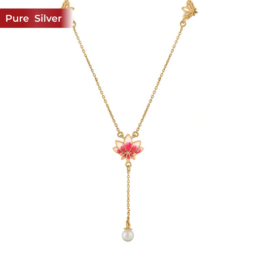 Roovi Lotus Glow Pure 925 Silver Necklace for Women