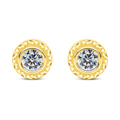 Roovi Round Silver Zircon Studs in 925 Sterling Silver Earrings Roovi Gold 