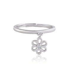 Roovi Floral Drama Silver Ring in 925 Sterling Silver