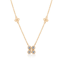 Roovi Butterfly  Necklace in 925 Silver 22kt Gold Plated American Diamond